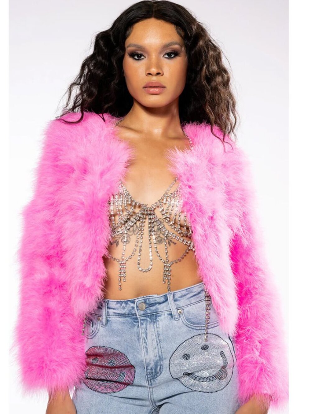 π¦πUBER GORGE!ππ¦LUXURIOUS OSTRICH FEATHER JACKET IN PINK - Picture 4 of 16